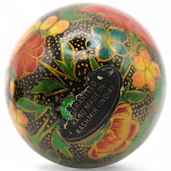 Handmade Floral Papier-Mâché Decorative Egg With Stand From Kashmir India - Picture 5 of 7